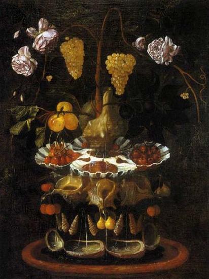 Juan de Espinosa Still-Life with a Shell Fountain, Fruit and Flowers